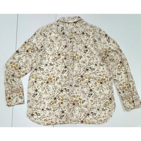 Max Studio Floral Long Sleeve Button Up Blouse Size Large (030) - Picture 8 of 12